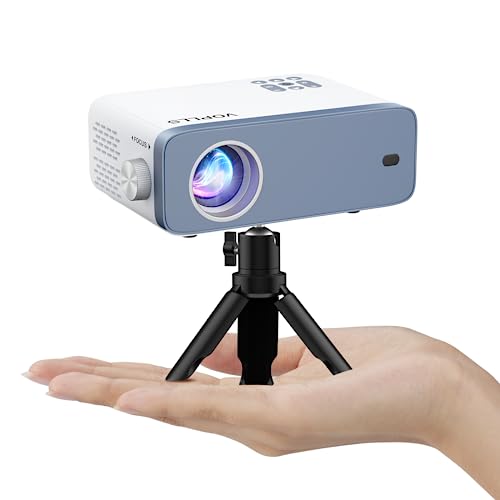 Mini Portable Projector with Tripod, 1080P Full HD 12000 Lumens Home Theater Video Projector, VOPLLS ​​Projector for 50% Zoom, Compatible with HDMI, USB, AV, Phone/Tablet/Laptop/PC/TV Box (Grey)
